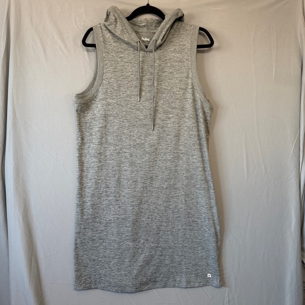 Hyba Sleeveless Hooded Sweatshirt Dress L Gray Sporty Stretchy Summer Resortwear